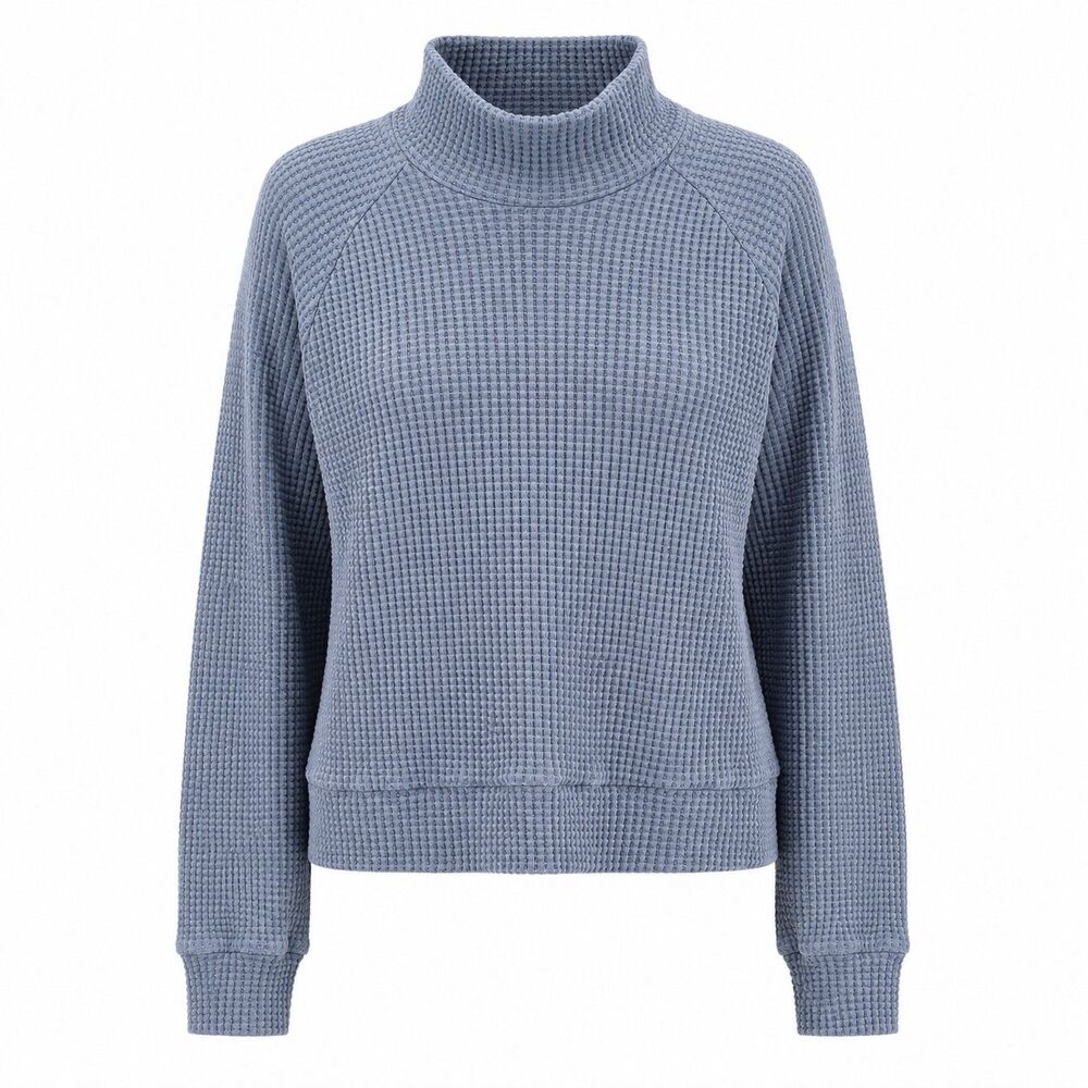 The North Face Women's S Blue Waffle Knit Mock Neck Pullover Sweater